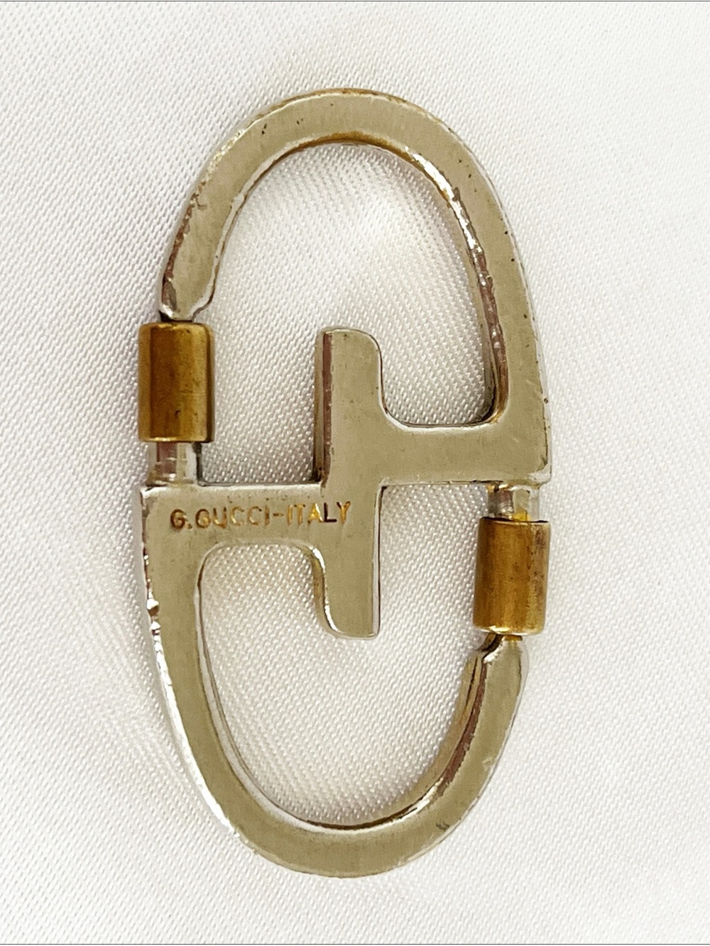 GUCCI Mens RARE Silver Gold Keychain Accessory Vintage Unisex 1970s